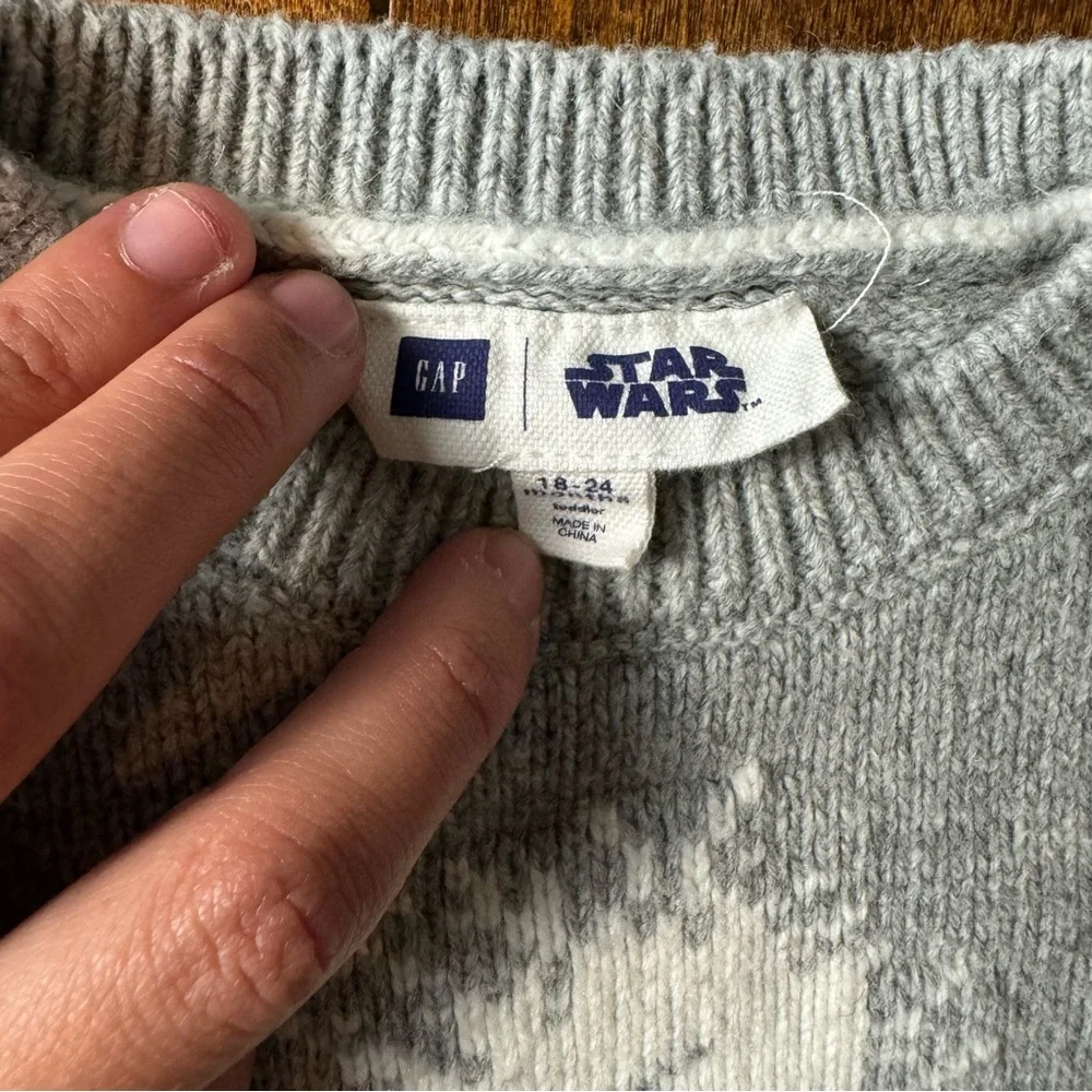 Gap Kids Star Wars Chewbacca Gray Knit‎ Sweater 18-24 Months Striped Trim
